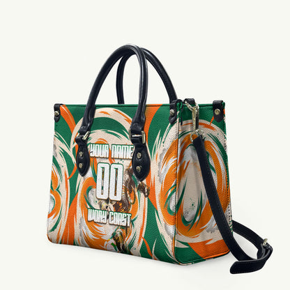 Personalized Ivory Coast Football Leather Bag Les Elephants Swirl Pattern Heritage Mascot Art