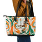 Personalized Ivory Coast Football Leather Tote Bag Les Elephants Swirl Pattern Heritage Mascot Art