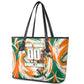Personalized Ivory Coast Football Leather Tote Bag Les Elephants Swirl Pattern Heritage Mascot Art