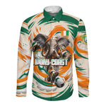 Personalized Ivory Coast Football Long Sleeve Button Shirt Les Elephants Swirl Pattern Heritage Mascot Art