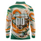 Personalized Ivory Coast Football Long Sleeve Polo Shirt Les Elephants Swirl Pattern Heritage Mascot Art