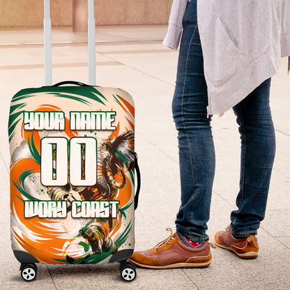Personalized Ivory Coast Football Luggage Cover Les Elephants Swirl Pattern Heritage Mascot Art
