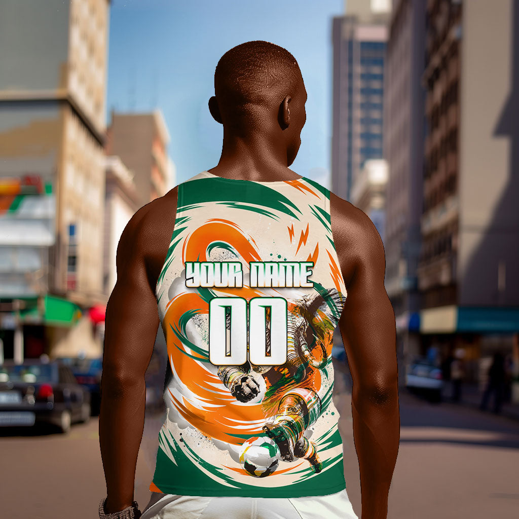 Personalized Ivory Coast Football Men Tank Top Les Elephants Swirl Pattern Heritage Mascot Art