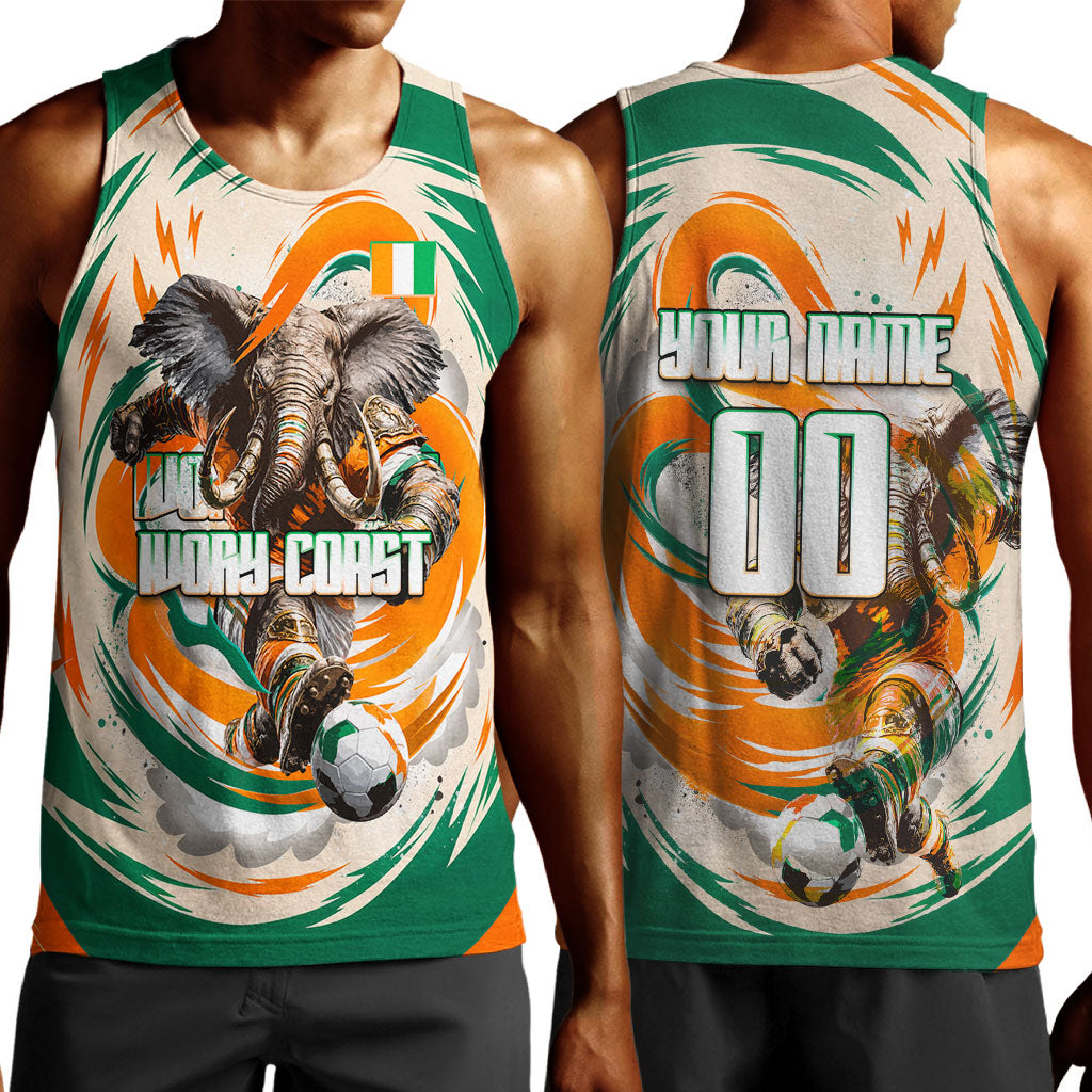 Personalized Ivory Coast Football Men Tank Top Les Elephants Swirl Pattern Heritage Mascot Art