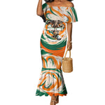 Personalized Ivory Coast Football Mermaid Dress Les Elephants Swirl Pattern Heritage Mascot Art