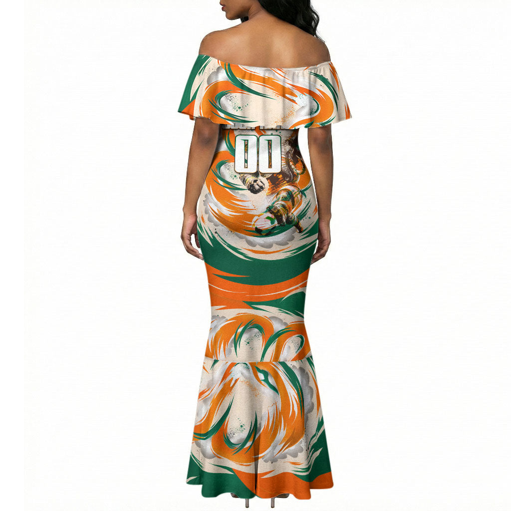 Personalized Ivory Coast Football Mermaid Dress Les Elephants Swirl Pattern Heritage Mascot Art