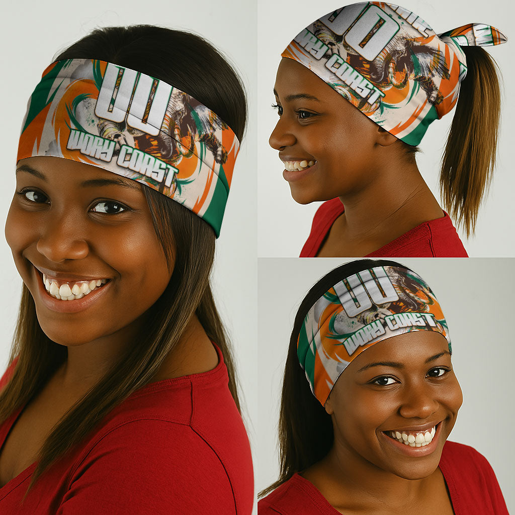 Personalized Ivory Coast Football Neck Gaiter Les Elephants Swirl Pattern Heritage Mascot Art