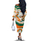 Personalized Ivory Coast Football Off The Shoulder Long Sleeve Dress Les Elephants Swirl Pattern Heritage Mascot Art