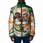 Personalized Ivory Coast Football Padded Jacket Les Elephants Swirl Pattern Heritage Mascot Art