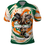 Personalized Ivory Coast Football Polo Shirt Les Elephants Swirl Pattern Heritage Mascot Art