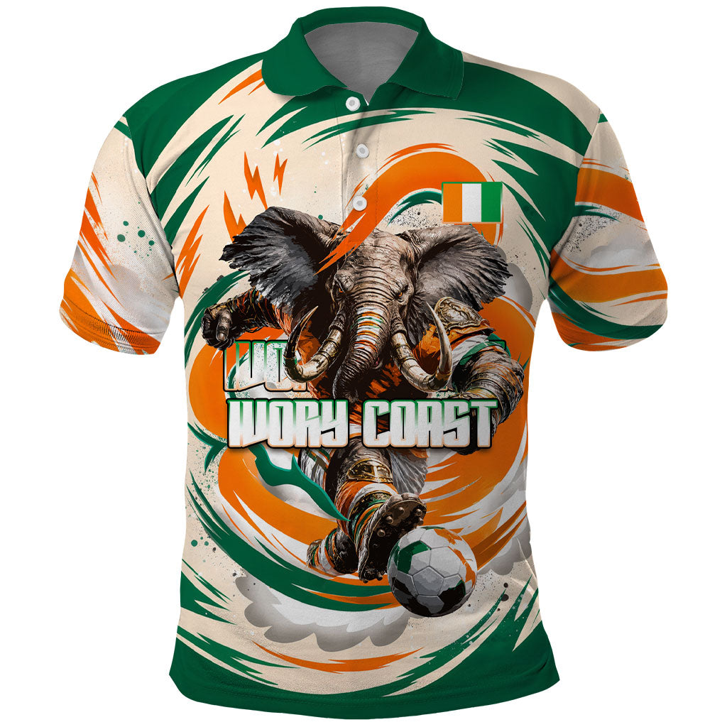Personalized Ivory Coast Football Polo Shirt Les Elephants Swirl Pattern Heritage Mascot Art