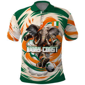 Personalized Ivory Coast Football Polo Shirt Les Elephants Swirl Pattern Heritage Mascot Art