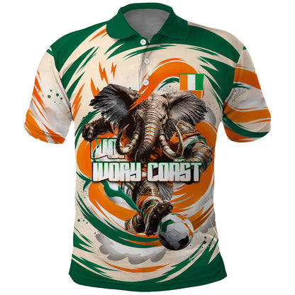 Personalized Ivory Coast Football Polo Shirt Les Elephants Swirl Pattern Heritage Mascot Art