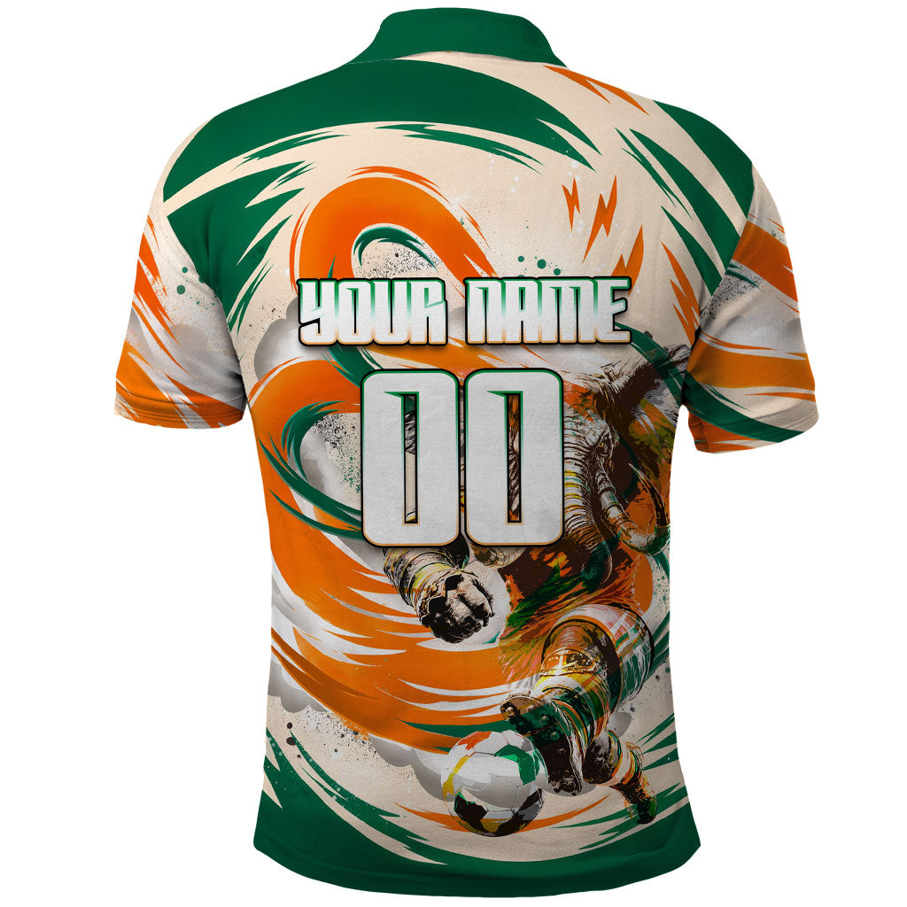 Personalized Ivory Coast Football Polo Shirt Les Elephants Swirl Pattern Heritage Mascot Art