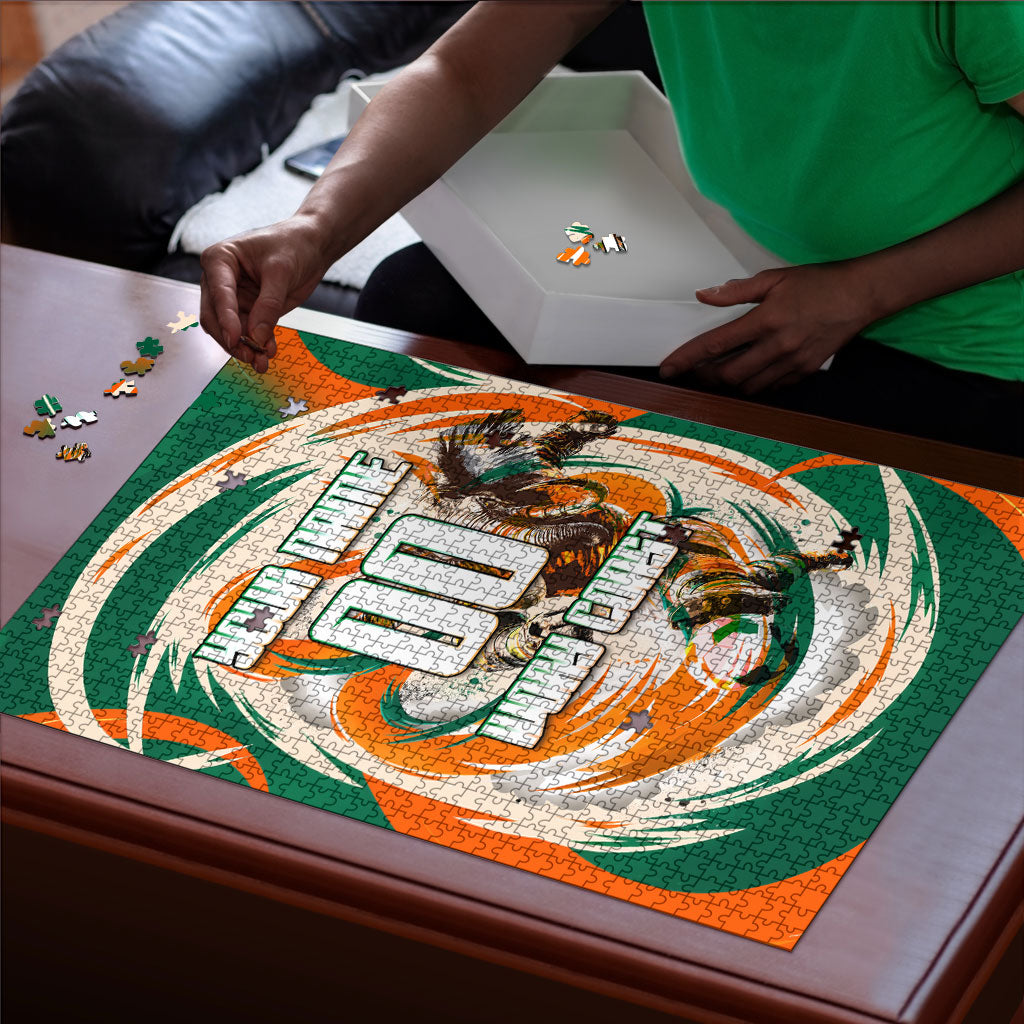 Personalized Ivory Coast Football Puzzle Les Elephants Swirl Pattern Heritage Mascot Art