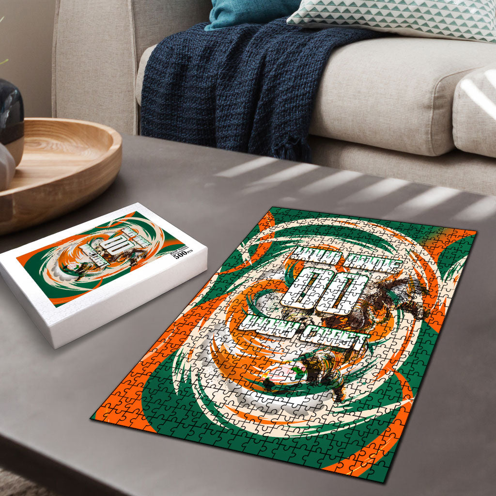 Personalized Ivory Coast Football Puzzle Les Elephants Swirl Pattern Heritage Mascot Art