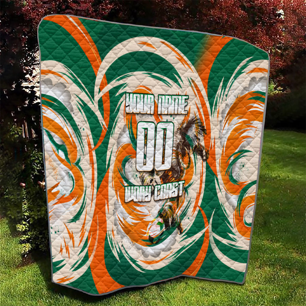 Personalized Ivory Coast Football Quilt Les Elephants Swirl Pattern Heritage Mascot Art
