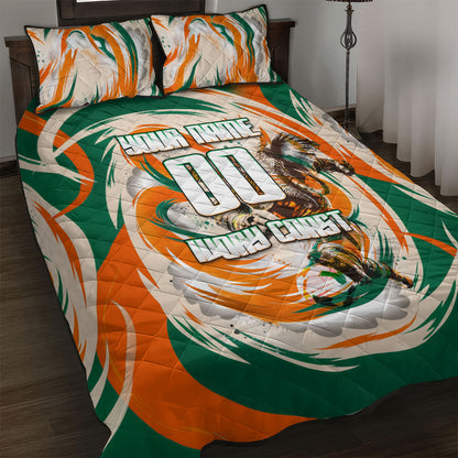 Personalized Ivory Coast Football Quilt Bed Set Les Elephants Swirl Pattern Heritage Mascot Art