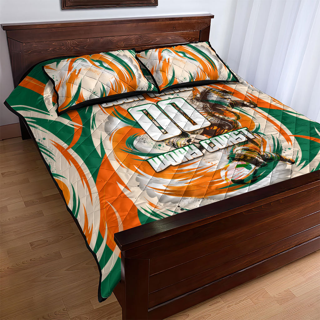 Personalized Ivory Coast Football Quilt Bed Set Les Elephants Swirl Pattern Heritage Mascot Art