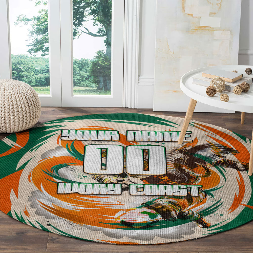 Personalized Ivory Coast Football Round Carpet Les Elephants Swirl Pattern Heritage Mascot Art