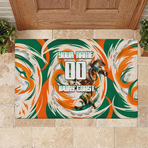 Personalized Ivory Coast Football Rubber Doormat Les Elephants Swirl Pattern Heritage Mascot Art