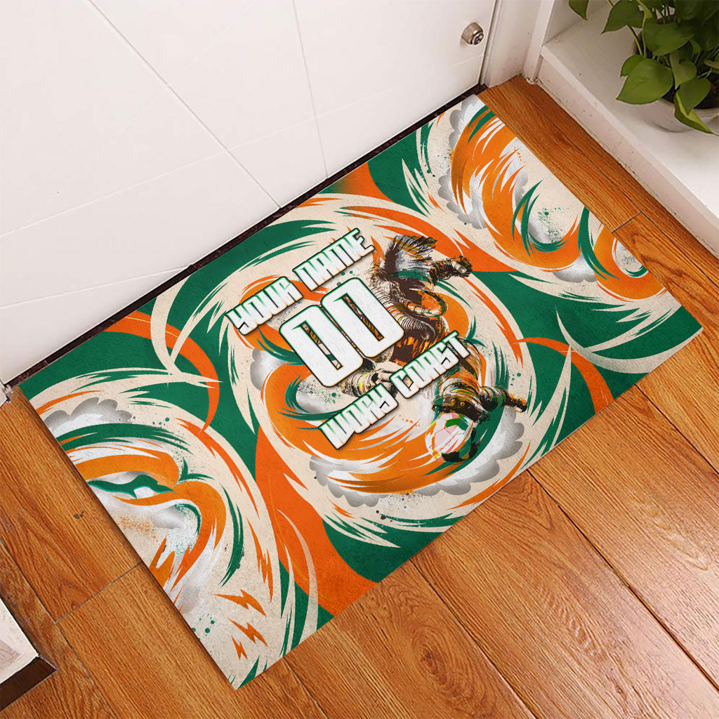 Personalized Ivory Coast Football Rubber Doormat Les Elephants Swirl Pattern Heritage Mascot Art