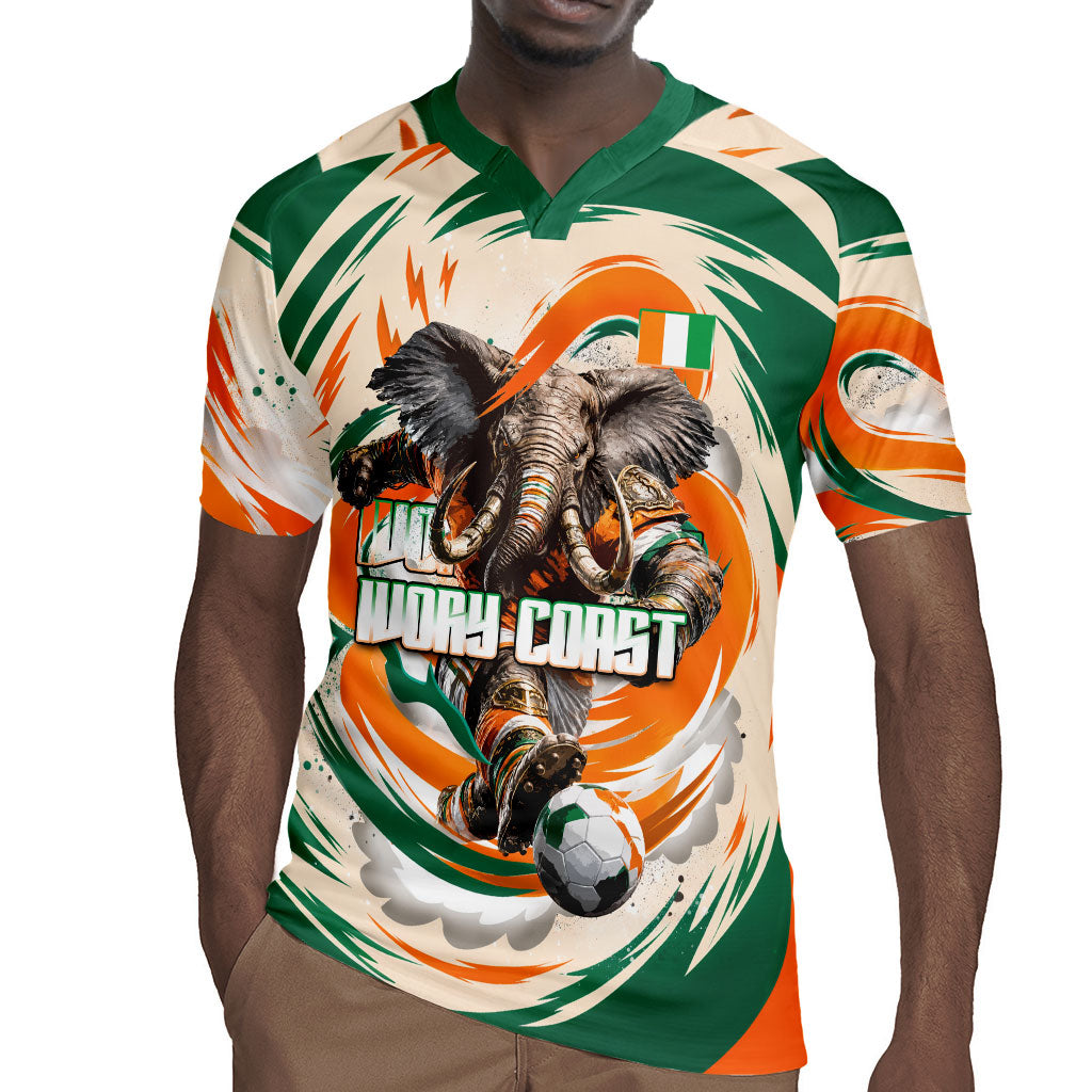 Personalized Ivory Coast Football Rugby Jersey Les Elephants Swirl Pattern Heritage Mascot Art