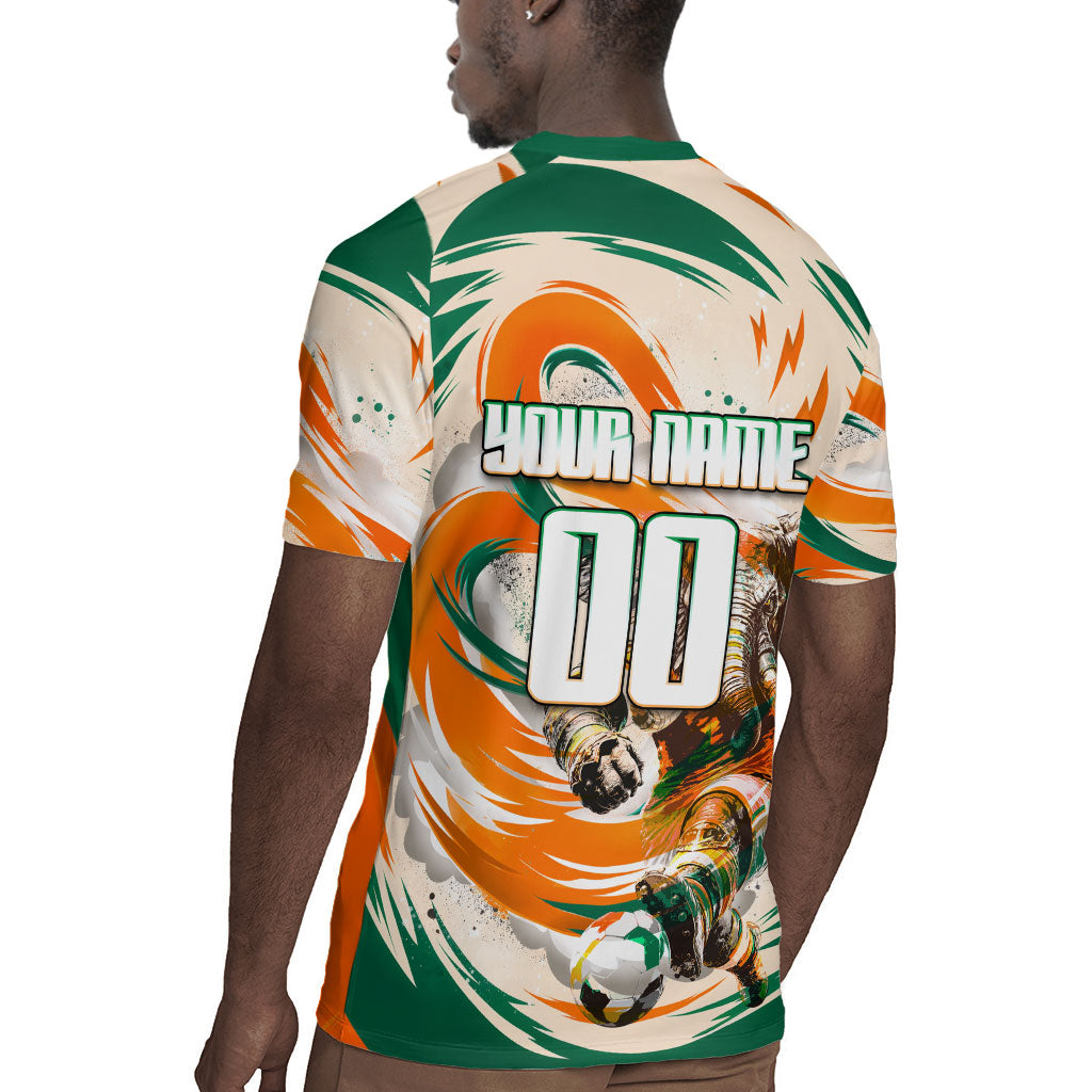 Personalized Ivory Coast Football Rugby Jersey Les Elephants Swirl Pattern Heritage Mascot Art