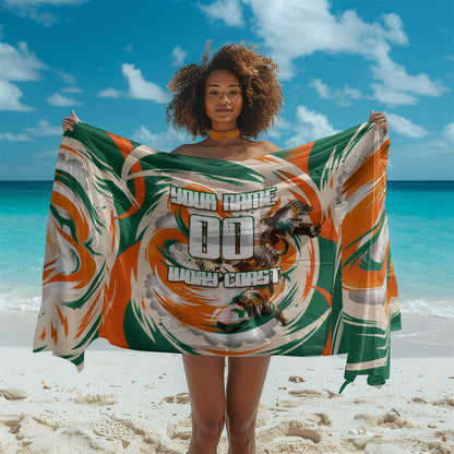 Personalized Ivory Coast Football Sarong Les Elephants Swirl Pattern Heritage Mascot Art