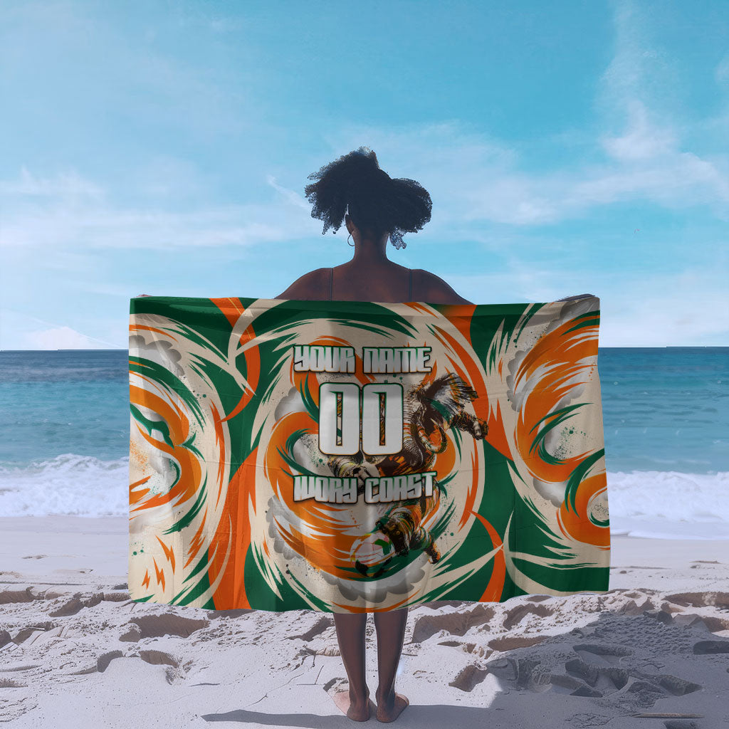 Personalized Ivory Coast Football Sarong Les Elephants Swirl Pattern Heritage Mascot Art