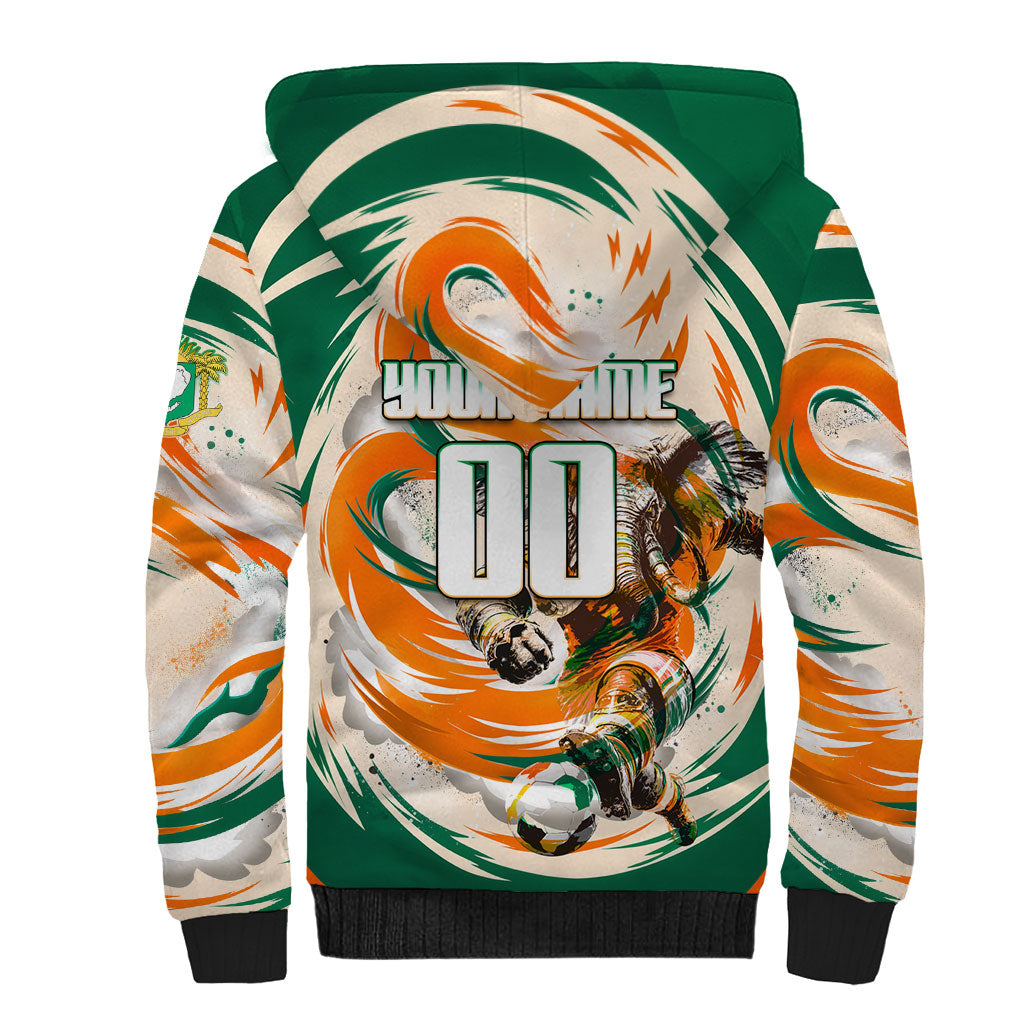 Personalized Ivory Coast Football Sherpa Hoodie Les Elephants Swirl Pattern Heritage Mascot Art
