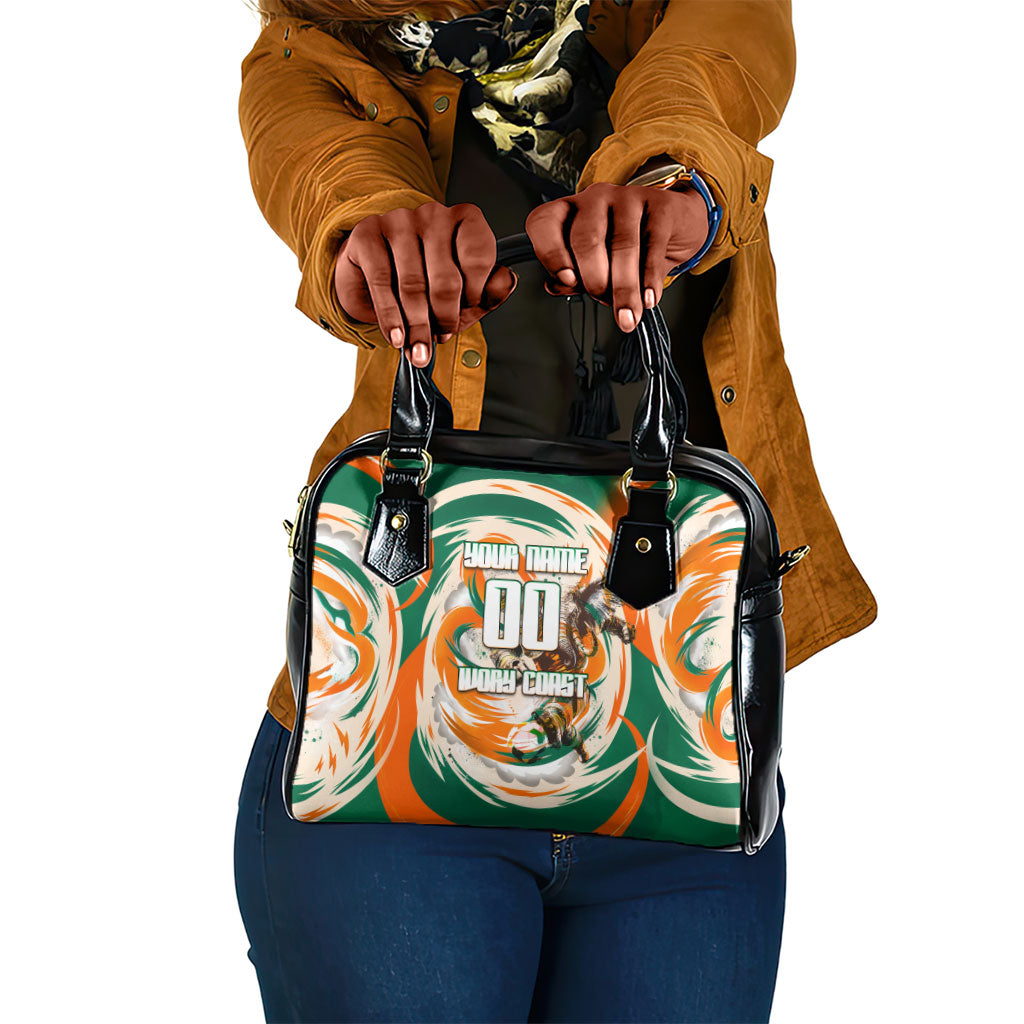 Personalized Ivory Coast Football Shoulder Handbag Les Elephants Swirl Pattern Heritage Mascot Art
