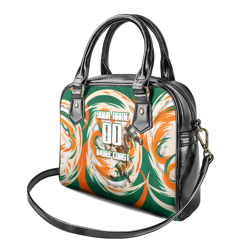 Personalized Ivory Coast Football Shoulder Handbag Les Elephants Swirl Pattern Heritage Mascot Art