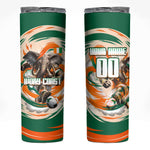 Personalized Ivory Coast Football Skinny Tumbler Les Elephants Swirl Pattern Heritage Mascot Art
