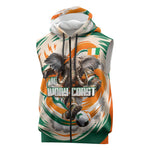 Personalized Ivory Coast Football Sleeveless Zip Hoodie Les Elephants Swirl Pattern Heritage Mascot Art