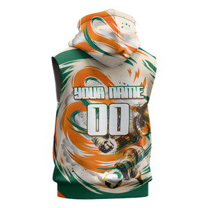 Personalized Ivory Coast Football Sleeveless Zip Hoodie Les Elephants Swirl Pattern Heritage Mascot Art