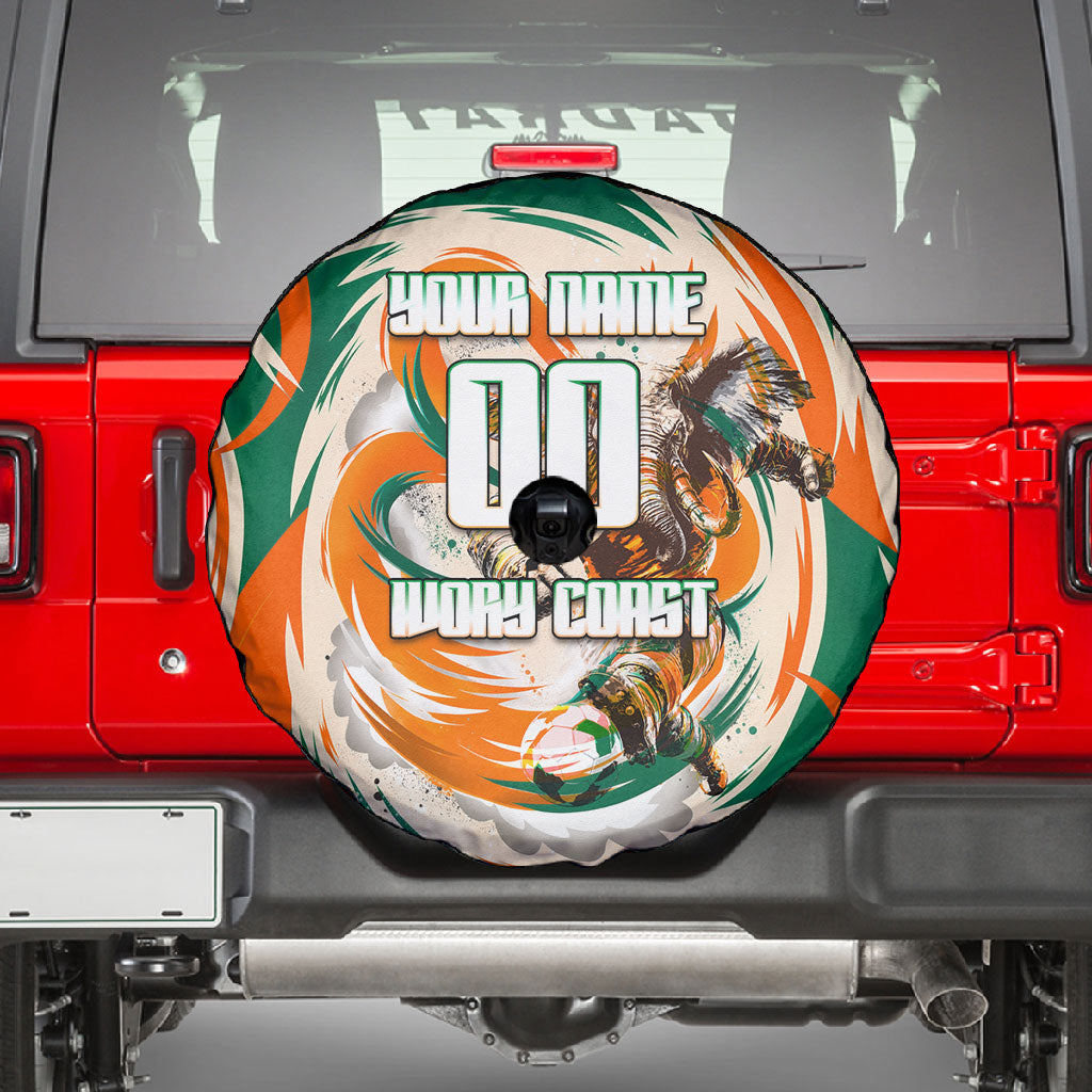 Personalized Ivory Coast Football Spare Tire Cover Les Elephants Swirl Pattern Heritage Mascot Art