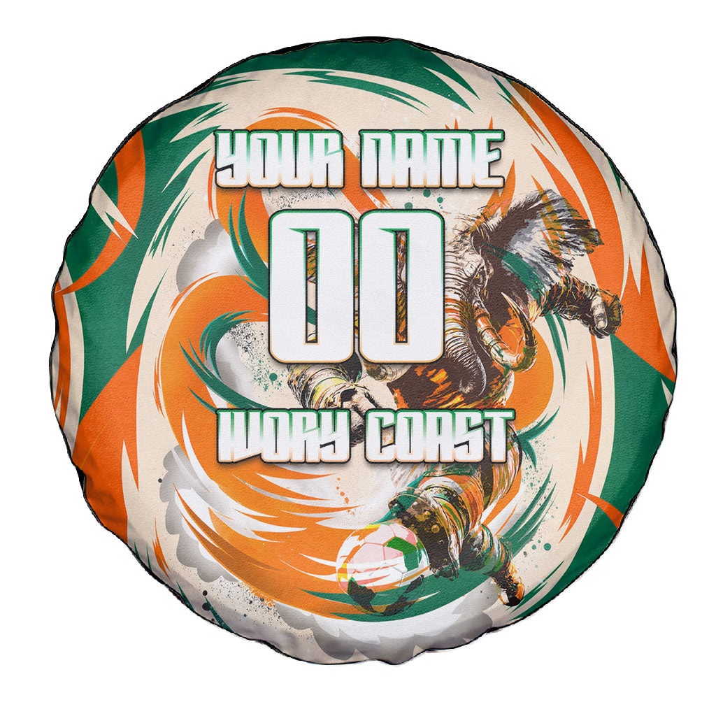 Personalized Ivory Coast Football Spare Tire Cover Les Elephants Swirl Pattern Heritage Mascot Art