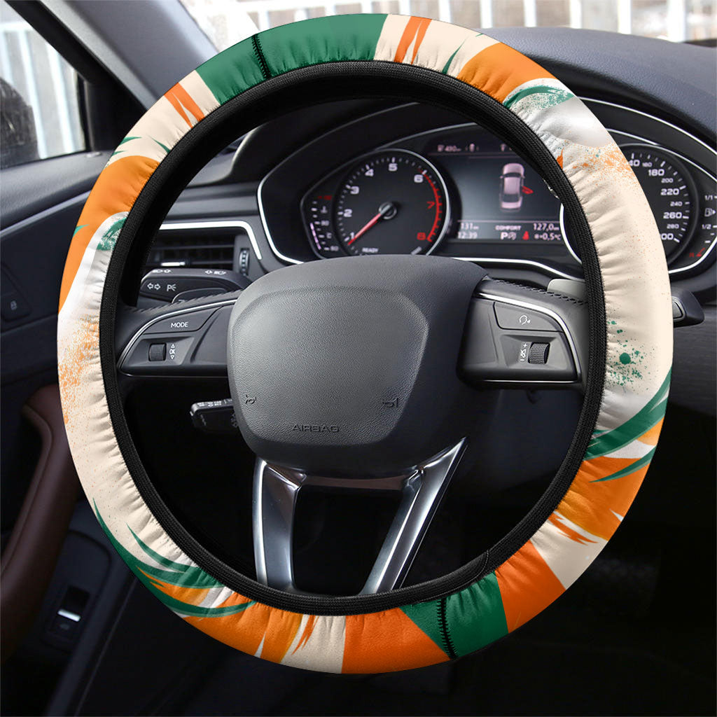 Ivory Coast Football Steering Wheel Cover Les Elephants Swirl Pattern Heritage Mascot Art
