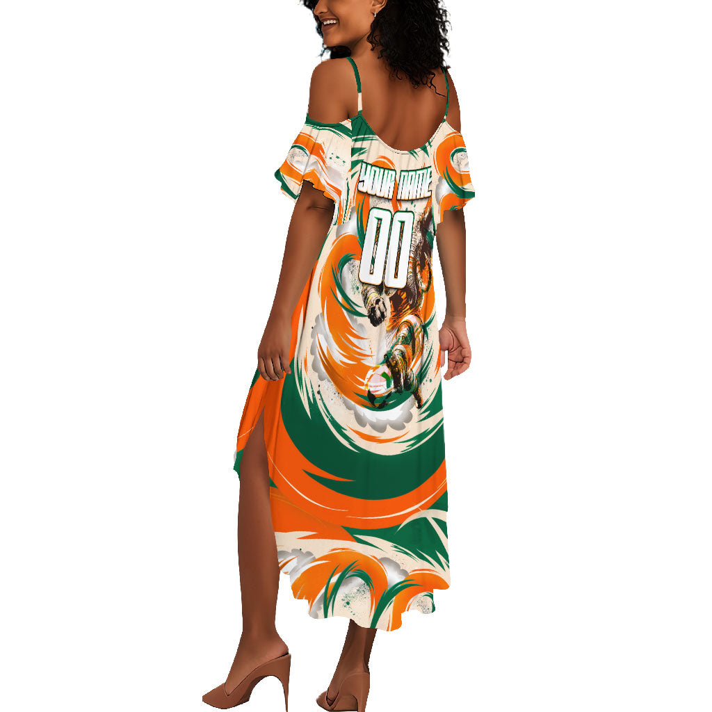 Personalized Ivory Coast Football Summer Maxi Dress Les Elephants Swirl Pattern Heritage Mascot Art