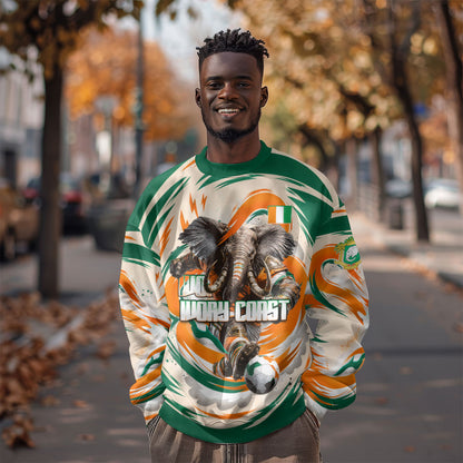Personalized Ivory Coast Football Sweatshirt Les Elephants Swirl Pattern Heritage Mascot Art