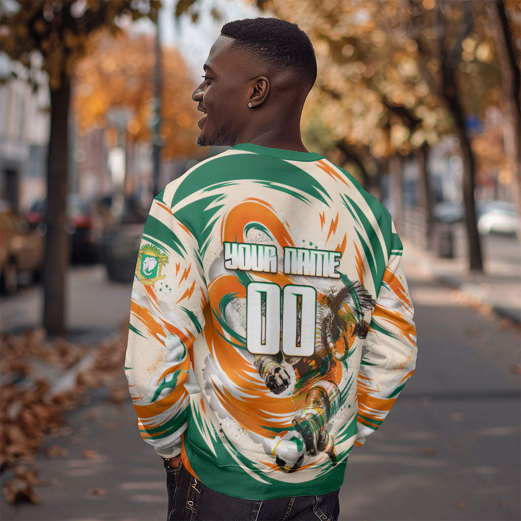 Personalized Ivory Coast Football Sweatshirt Les Elephants Swirl Pattern Heritage Mascot Art