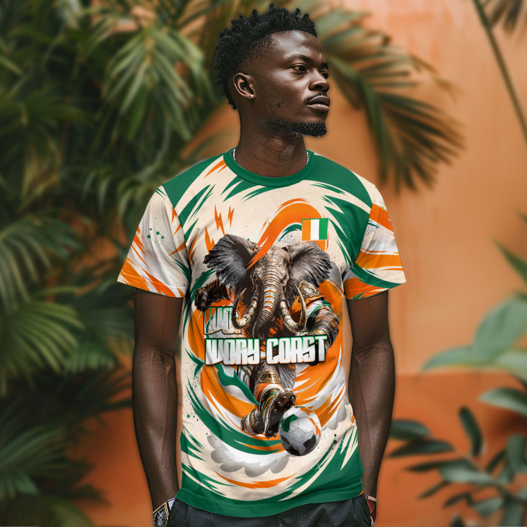 Personalized Ivory Coast Football T shirt Les Elephants Swirl Pattern Heritage Mascot Art