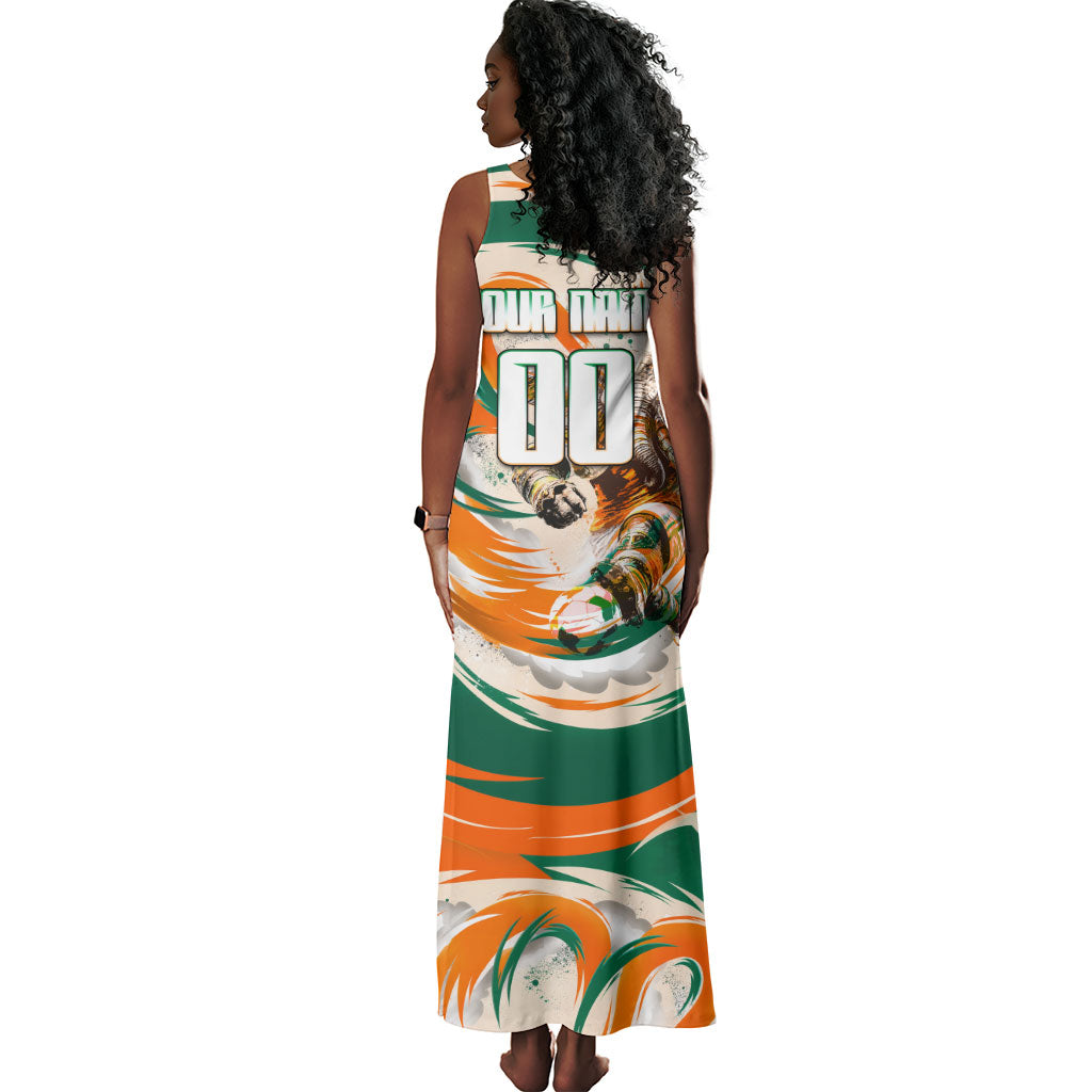 Personalized Ivory Coast Football Tank Maxi Dress Les Elephants Swirl Pattern Heritage Mascot Art
