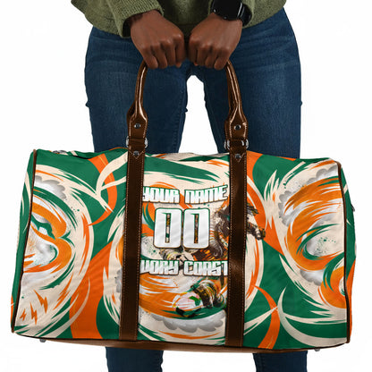 Personalized Ivory Coast Football Travel Bag Les Elephants Swirl Pattern Heritage Mascot Art