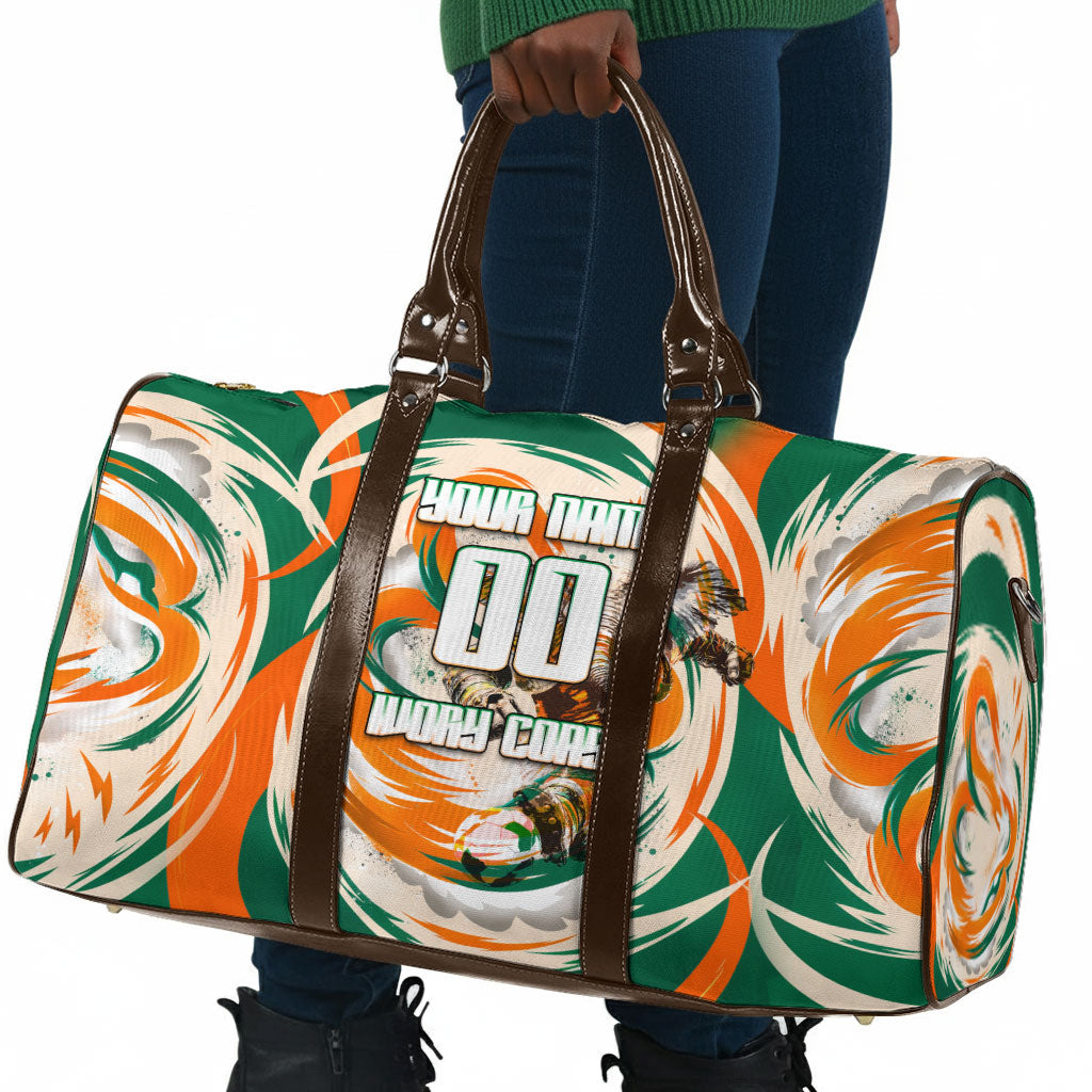 Personalized Ivory Coast Football Travel Bag Les Elephants Swirl Pattern Heritage Mascot Art