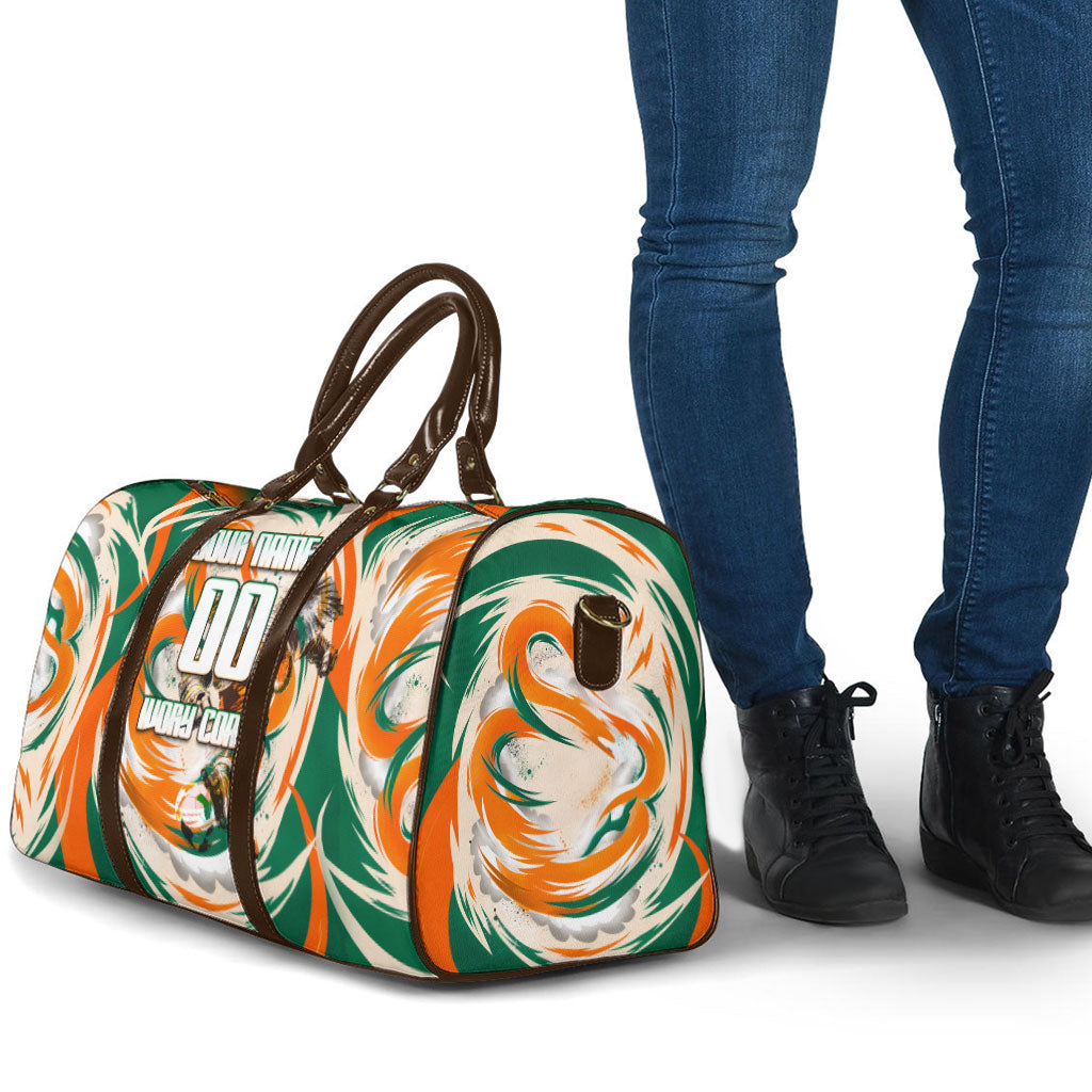 Personalized Ivory Coast Football Travel Bag Les Elephants Swirl Pattern Heritage Mascot Art