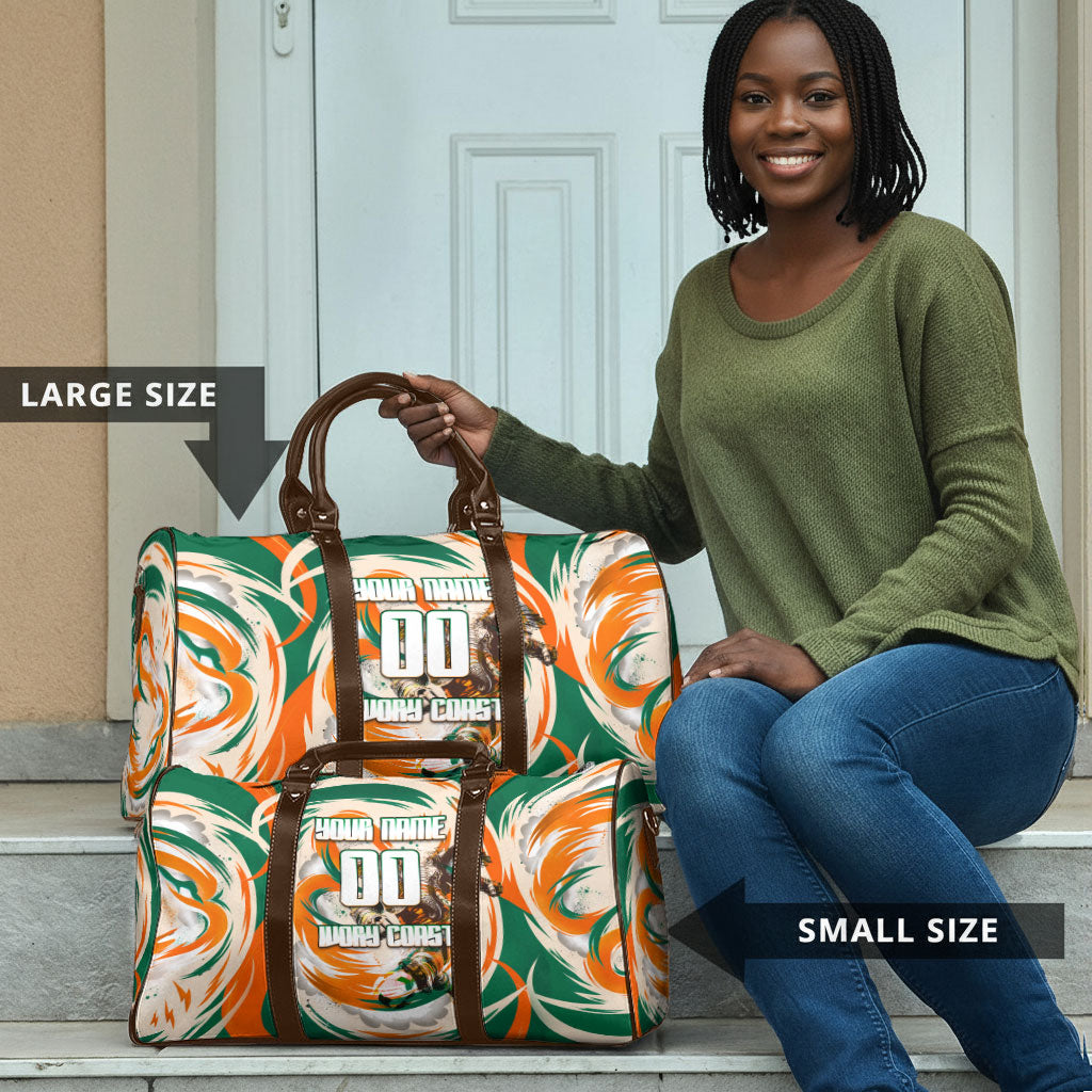Personalized Ivory Coast Football Travel Bag Les Elephants Swirl Pattern Heritage Mascot Art