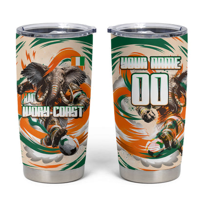 Personalized Ivory Coast Football Tumbler Cup Les Elephants Swirl Pattern Heritage Mascot Art