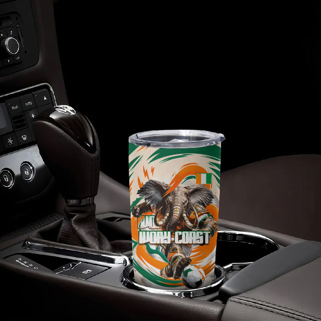 Personalized Ivory Coast Football Tumbler Cup Les Elephants Swirl Pattern Heritage Mascot Art